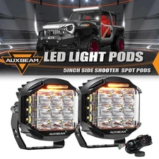 AUXBEAM 5" 168W LED Work Light Bar w/ Amber DRL Offroad Driving For Jeep JK XJ