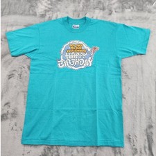 Vintage Hanes Tee Mens L Blue Birthday Over The Hill Airplane Graphic Tee Humor