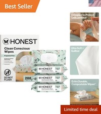 Hypoallergenic Plant-Based Baby Wipes - 288 Count, Gentle for Sensitive Skin