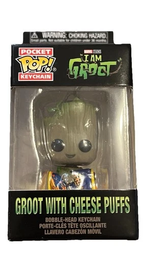 Groot With Cheese Puffs Funko POP! Marvel: I Am Groot Keychain