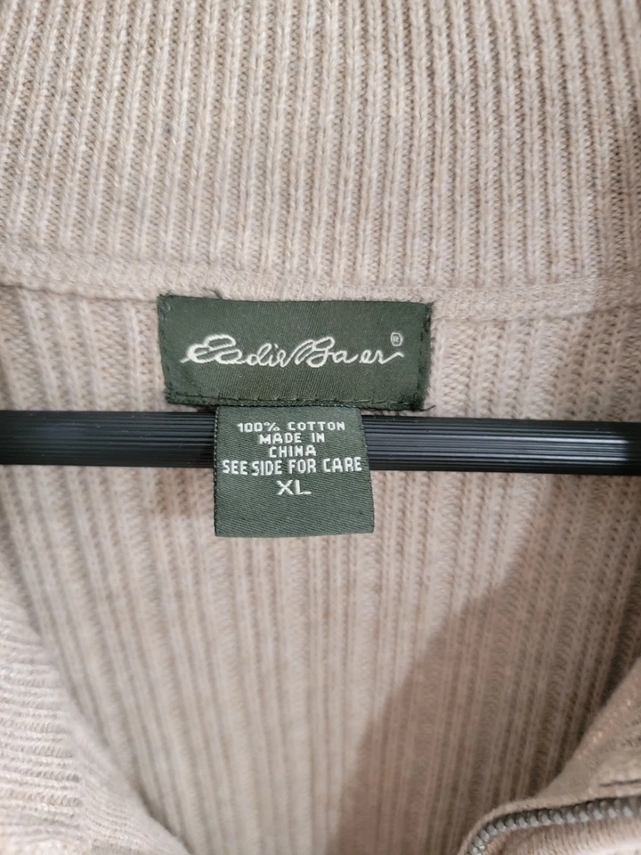 Tommy Bahamas Sweater Cream 1/4 Quarter Zip Casual Sweatshirt 100% Cotton XL - Image 4 of 4