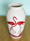 Vtg. Anchor Hocking Red Flamingo  Milk Glass Vase 9” Excellent!