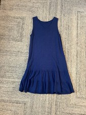 Fresh Produce Sleeveless Navy Blue Ruffle Bottom Tank Dress Large USA Made
