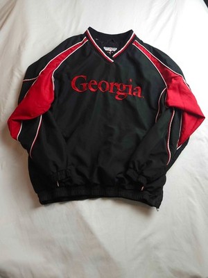 Georgia Bulldogs Windbreaker Jacket Mens M Black Striped 58 Sports Gorpcore