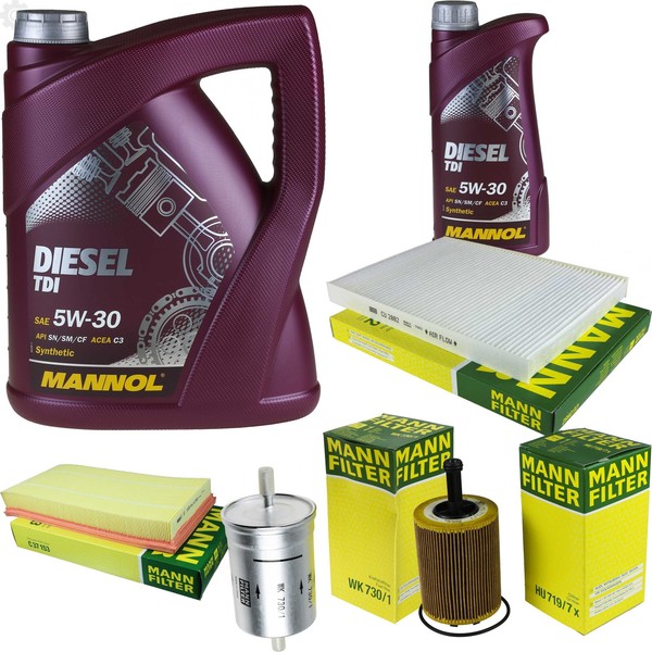 Mann Inspektionspaket 6L Mannol Diesel Tdi 5W-30 FüR Seat Toledo Ii 2.3 V5 Leon-image