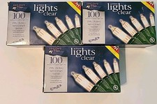 Lot 2 Holiday Time 100 Clear Mini Lights green wire 29ft / 8.8m - Dual Plugs
