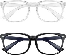 2 Pack Blue Light Blocking Glasses for Men  Women, Anti Eye Strain Computer Eye