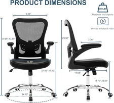 BestOffice Executive Chair with Lumbar Support and Swivel, 250 lb. Capacity -...
