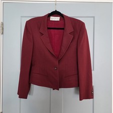 Vintage Evan Picone Red Wool Blazer Size 10 Union Made Cropped Jacket