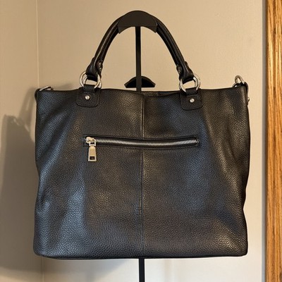 Black Kattee Genuine Pebbled Cowhide Leather Satchel Tote Shoulder Bag Purse