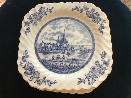 6 Plate Vintage Johnson Bros England Tulip Time Square Salad Dessert Ironstone