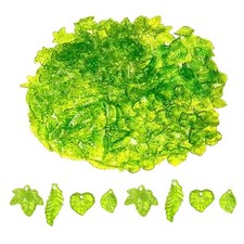 200PCS Green Acrylic Leaf Beads, DANUDON Transparent Plastic Leaf Bead Charms...