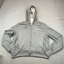 Nike Therma-FIT One Hoodie Womens Medium Gray Full Zip Jacket Workout Gorpcore