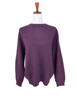 Vintage Lands End Women's 100% Shetland Wool Crewneck Sweater Large Purple