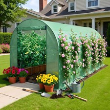 5X2X2M Galvanised Frame Polytunnel Walk-in Garden Greenhouse Roll Up Door Window