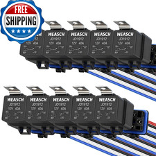 Weasch 10-Pack 12V 40A 4-Pin SPST Waterproof Relay Kit 14 AWG Tinned Wire