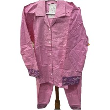 ZOZO Cotton Ribbon Pink Pyjama Suit Poplin & Poly Silk BNWT RRP £49