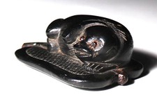 Japan Antique Netsuke Wood military commander monkey inro ojime sagemono Edo era