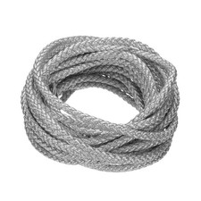 5 Yards 5mm Round Braided Leather Cord Six-Strand for Crafts Silver
