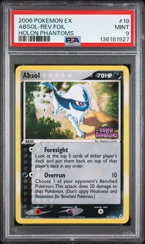 2006 POKEMON EX HOLON PHANTOMS #18 ABSOL-REVERSE FOIL PSA 9