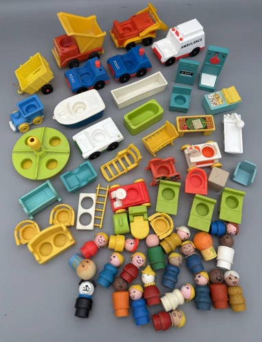 New ListingLot of 60 Vintage 1980s Fisher Price LITTLE PEOPLE Toys, Parts, & Figurines