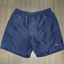 Vintage 90's Nike Swim Trunks Shorts Stitched Logo Lined Men's Sz Lg Blue Mesh