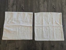 Set Of 2 Embroidered Fabric Pillow Covers - Zip Close 18" x 18" NEW Cream  Mint