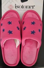 Women's Isotoner Slippers Memory Foam House Shoes Slides Pink Size L 8.5-9 NEW
