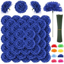 108 Pcs Artificial Carnation Flowers Bulk, 3.5" Silk Royal Blue Carnation Flo...