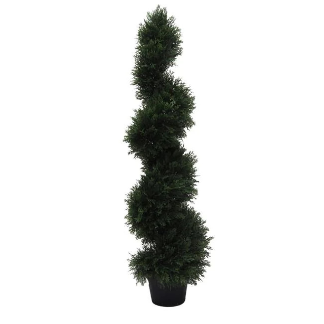 Vickerman TP170548 UV Cedar Spiral Everyday Topiary on Pot - 4 ft.