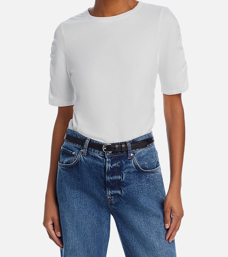 Rag & Bone Women's White Juliet Shirred T-Shirt Top Size M