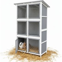 Hasenstall Kaninchenstall Freigehege HasenkäFig 6 Boxen Holz Kleintierstall