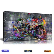 SIXTTART Graffiti Motorcycles Wall-Art - Wall Decor Bedroom Men - Room Decor