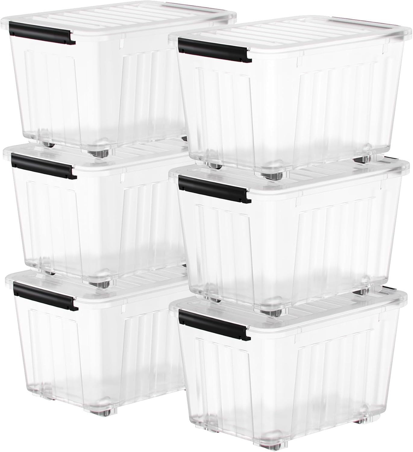 72 Quart Stackable Plastic Storage Bin with Lids for Organization