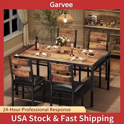 Collision Angle Kitchen Table Chairs Set of 4, Wood Dining Table Set for 4 with