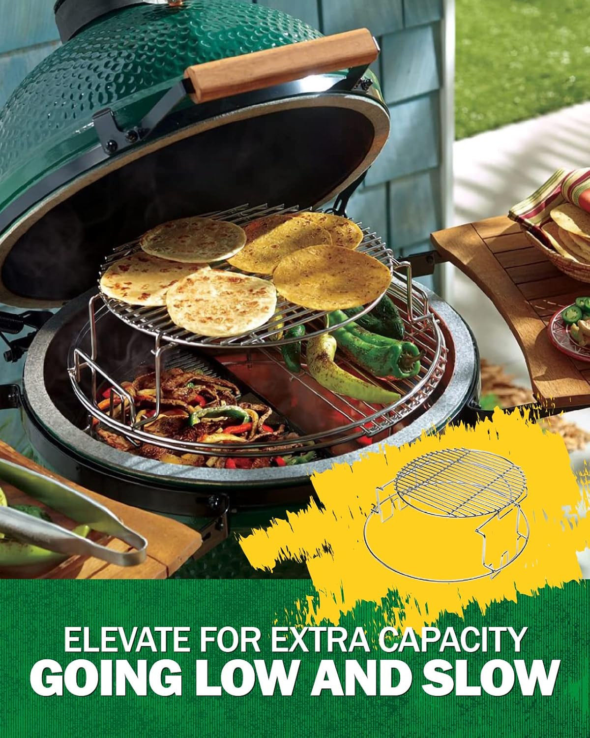 BBQ Expander Rack Kit, Large Green Egg Grill Accessories - BGE Kamado Grill Part