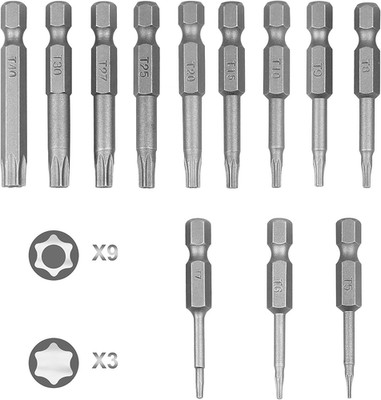 12PCS Torx Bit 50mm Lang,Lange Torx Bit T5,T6,T7,T8,T9,T10,T15,T20,T25,T27,T30,T