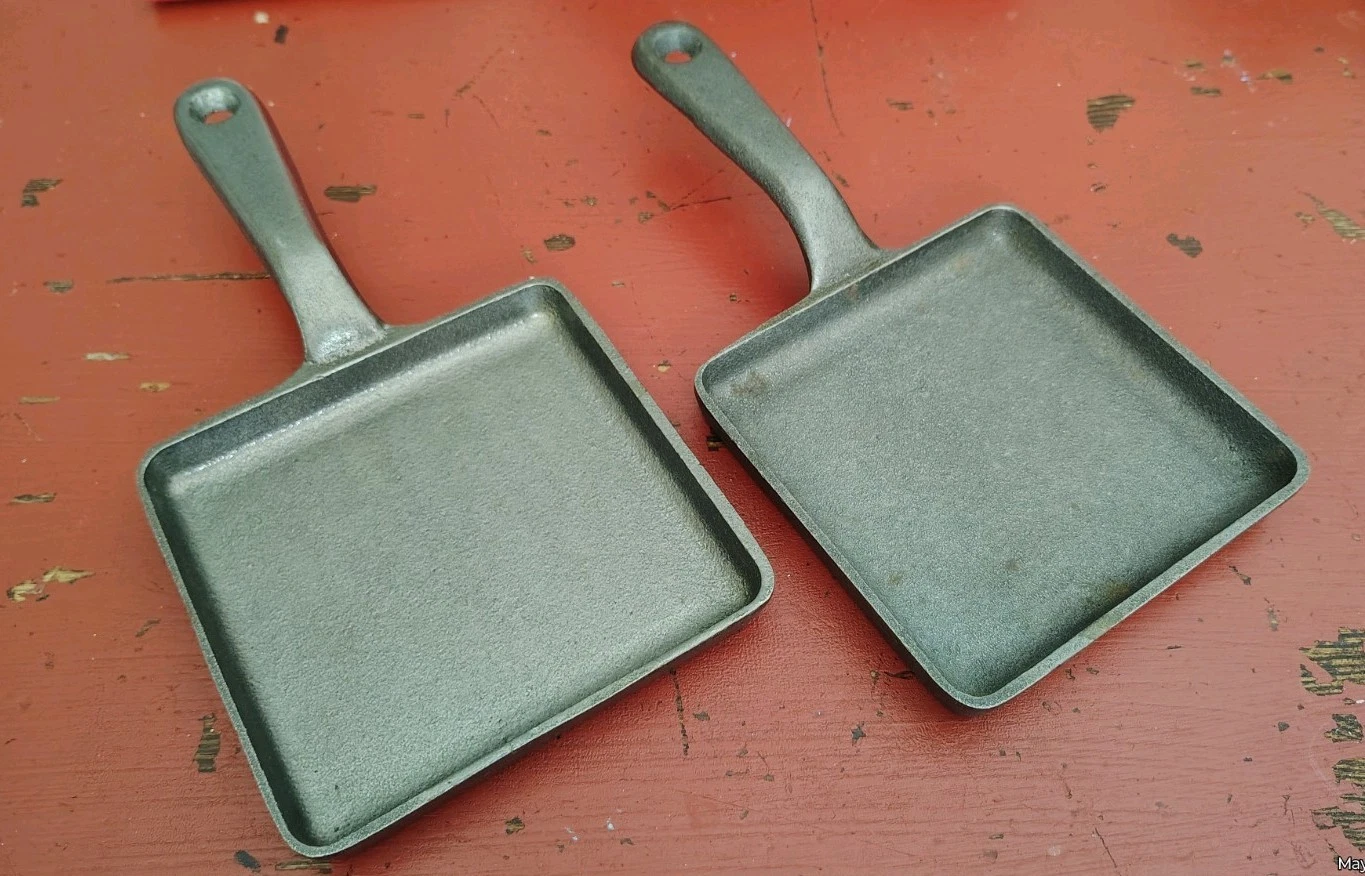 Set Of Two Cast Iron 5x5 Small Fry Skillets, 68H-1. Made in USA
