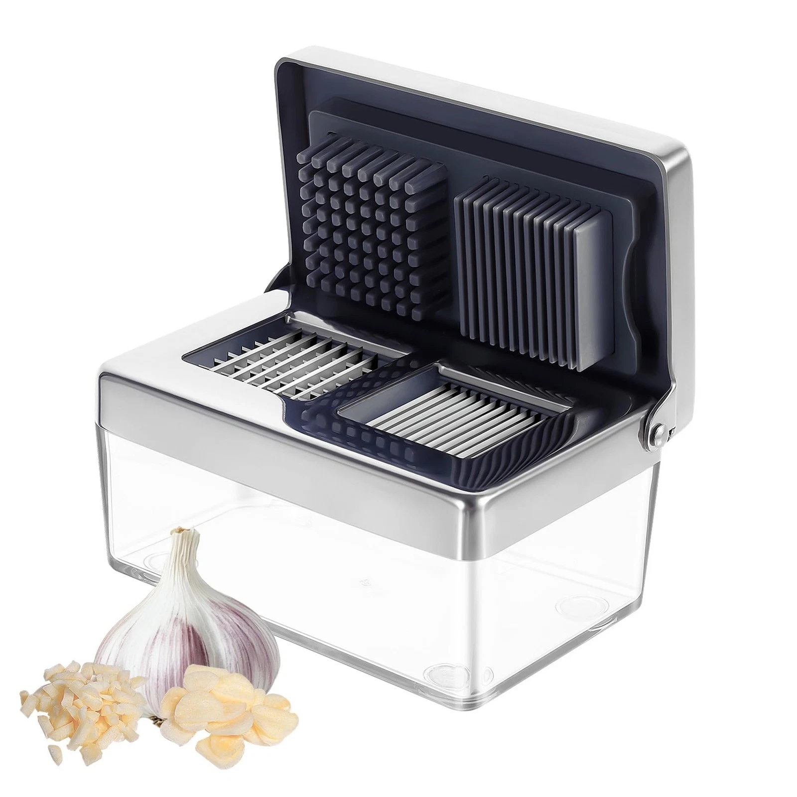 Garlic Press Stainless Steel 2in1 - Garlic Cutter & Garlic Chopper ...