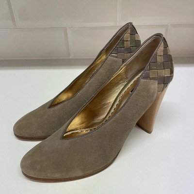 Mimco Wildleder Pumps klobige Holzabsatz Pumps Gr. 40 seltener Fund