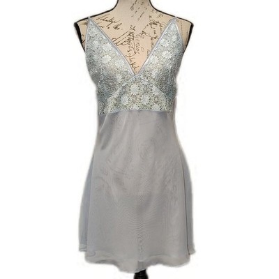 New Vintage Jones New York Lace Illusion Slip Lingerie Dress XL Glacial Blue