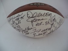 9 NFL HALL OF FAMERS+15 PLAYERS AUTOGRAPHED SUPER BOWL 32 FOOTBALL-DEACON JONES-
