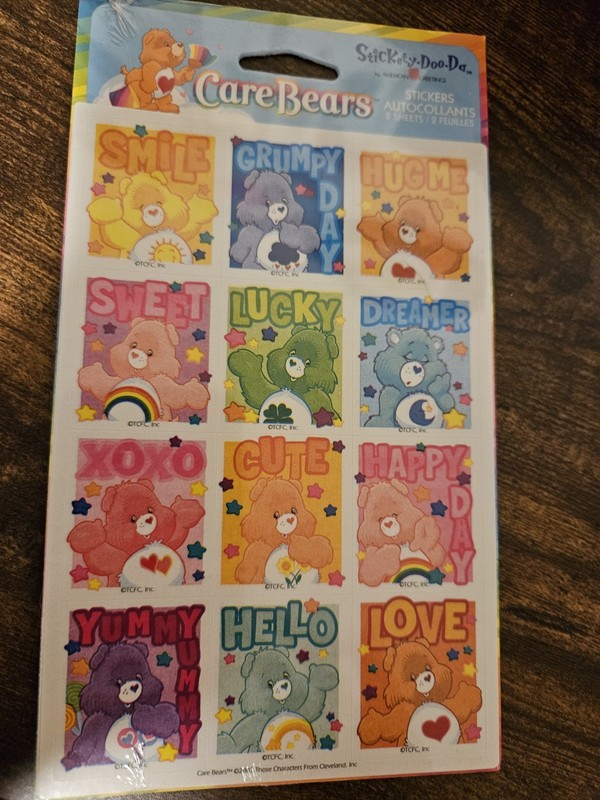 Vtg Care Bears American Greetings 2 Sheets Stickety Doo Da Stickers 2004 Sealed