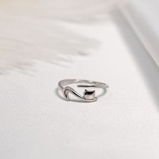 Anillo Gato Plata 925, Anillo Gatito Plata, Anillo Gato Ajustable Alta Calidad