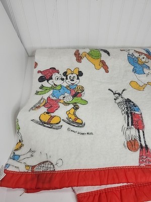 VINTAGE DISNEY BLANKET MICKEY MINNIE MOUSE GOOFY PLUTO 88''x62'' ACRYLIC