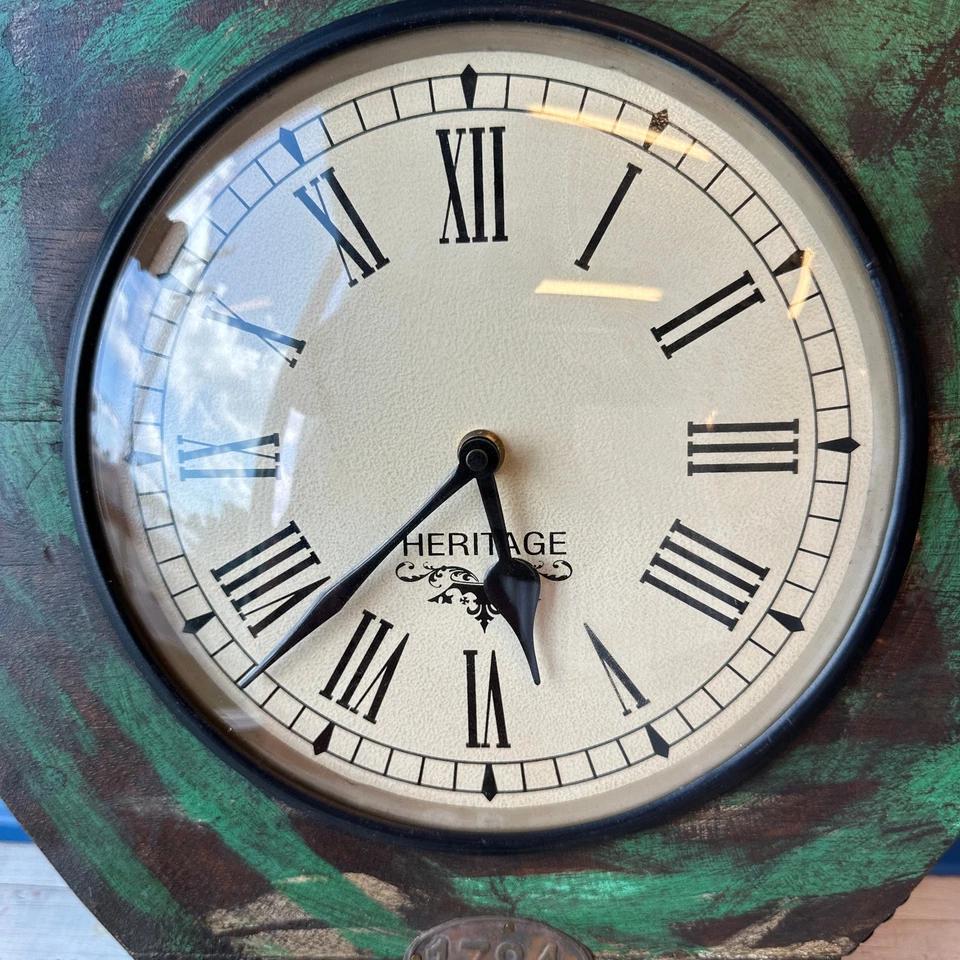 Wooden Wall Clock Made From Stool with 3 legs Blue by Alma Artte - Image 4 of 4