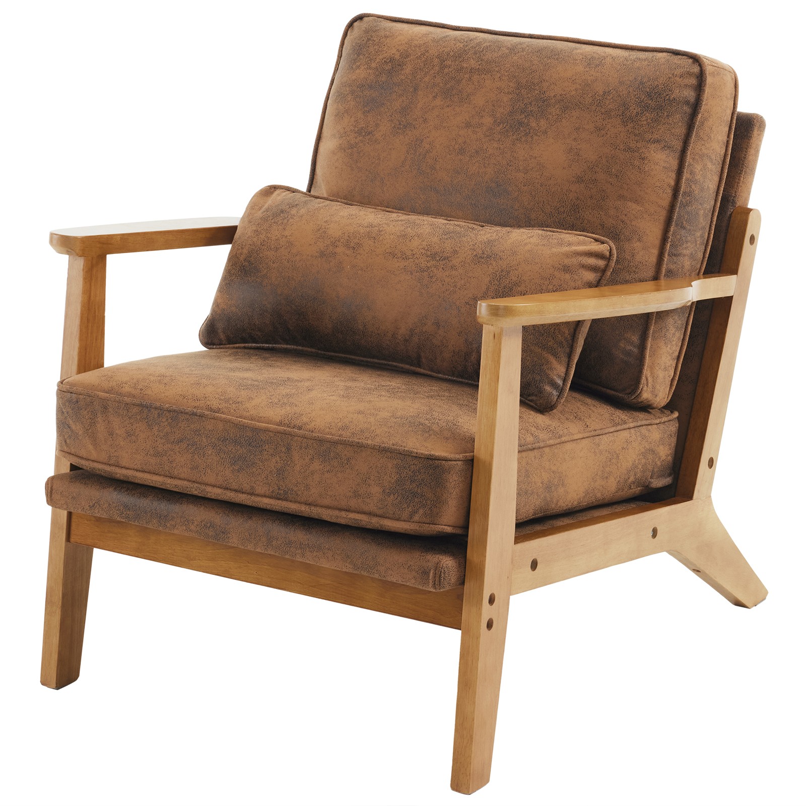 Microfiber Rustic Accent Chair Reading Chairs Side Sitting Chair Solid Wood