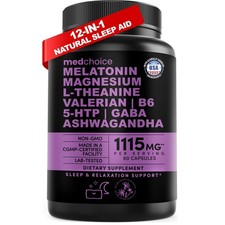 12-in-1 Melatonin Sleep Capsules - Natural Sleep Aid for Adults (80 Characters)