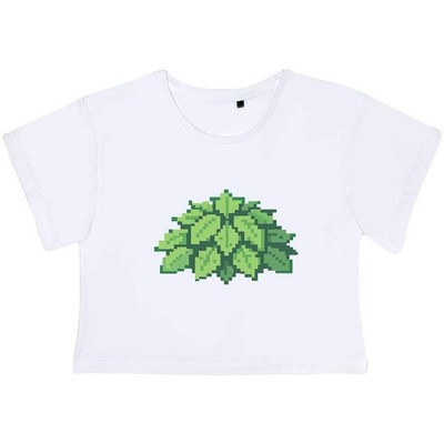 'Pixel Style Leaf Pile' Adult Cotton Crop Top (CO060496)