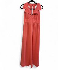 Pink Solid Sleeveless V-Neck Maxi Dress Open Back Zip Closure Size M